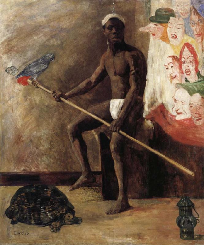 James Ensor Masks Watching a Negro Minstrel France oil painting art